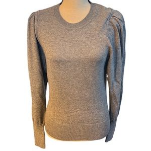 Zara Grey Puff Sleeve Sweater Laine Wool